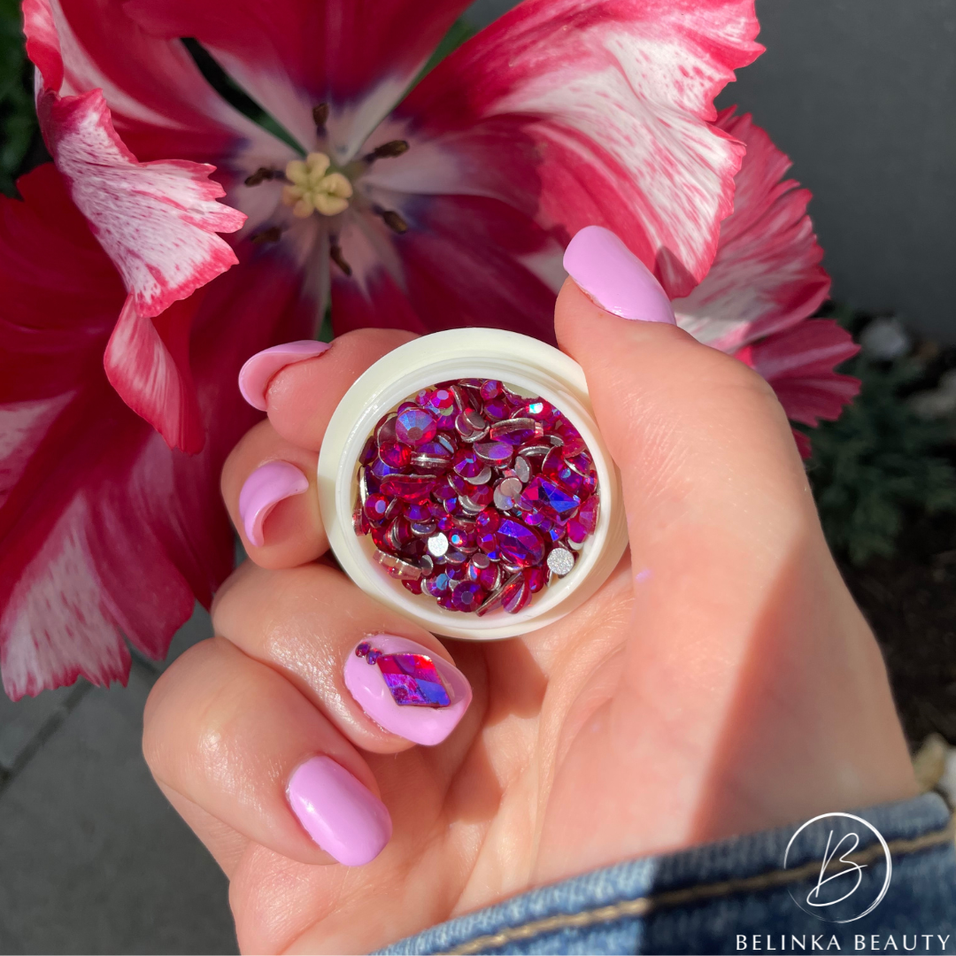 Mix of crystals for nails - Pink Siam AB Set 6