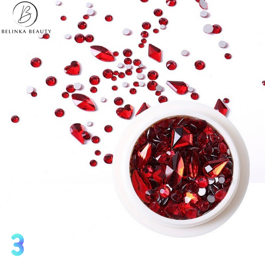 Mix of crystals for nails - Deep Red Set 3