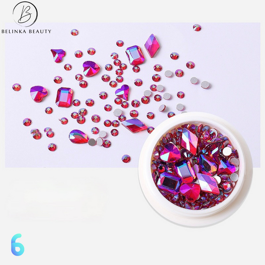 Mix of crystals for nails - Pink Siam AB Set 6